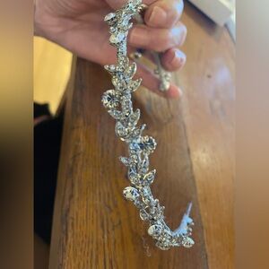 Boho wedding headband Silver Crystal